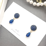 cobalt navy blue & チェコビーズとお花ピアス/イヤリング