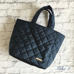 ナイロンキルティングトートバッグ-シングルステッチ　直角横マチタイプ　(ネイビー)