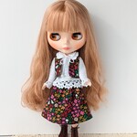 セット・りか☆ネオブライス服＊小花柄のベストとスカート白いニットのセット