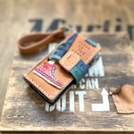 ご予約品　キャメル色レザーキーケース(少し小さめ) スニーカーデニム　スマートキー対応