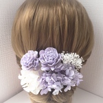 【ヘアブーケ】髪飾り　ヘアパーツ　ラベンダー色　プリザーブドフラワー　