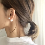 【大きめが可愛い*｡】2way*.艶玉パールキャッチ｡.*･チタンピアス/樹脂イヤリング･*.アレルギー対応
