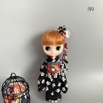No.319  ミディブライス振袖　黒地に白い小花