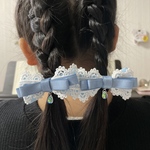卒園式、入学式、発表会　13色ツインテールミニリボン　揺れる×華やかな刺繍レースリボン× 花束　3点セット　ロターリ