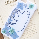 【#244】iphone・スマホ　＊押し花ケース＊シロクマ＊