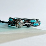 turquoise ナミナミ2連ラップブレスレット　　　バレンタインギフト◎
