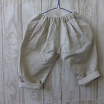 コットンリネンツイルのタックパンツ　　生成り　90㎝