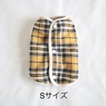 [犬服] Sサイズ 完成品 チワワ　　　　　　　　　　　　起毛タータンチェック裏ボア リバーシブル パイピングベスト 背中開き