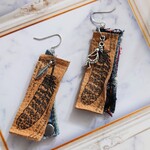 羽根🪶レザー×デニムリメイクピアス✳イヤリング