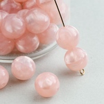 【4個】vintage 12mm ヴィンテージ　アクリル　ビーズ　ピンク　マーブル　パール