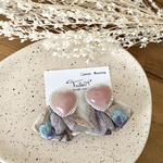 再販♡ピンクハートとインド刺繍のピアス♡イヤリング♡