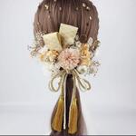 和装髪飾り　結婚式　卒業式　成人式　七五三　髪飾り ゴールド　高級感　金箔4/15