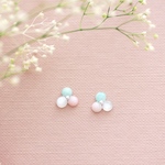 【期間限定】春待つ天然石の小さいお花ピアス　サージカルステンレス　カラフル　アマゾナイト　ピンクオパール　ムーンストーン