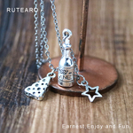 煌めく美味しさのワインとチーズのネックレス ― ペンダント ワイン ギフト シルバー チーズ 星 ― 000330