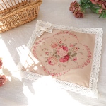 オーガニックコットンレースとピンクの薔薇のマット♡︎カバー ローズ リボン