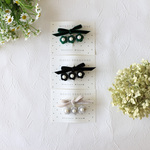 Black 🖤 Velvet Ribbon × Three Flowers Hair clip❁⃘