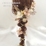 【再入荷】ブライダル/ウェディング/袴/白無垢/和装/成人式/卒業式/桜/金箔/水引/リボン/紐/結婚式 ヘッドドレス  143