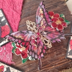 （6cm金具）命の蝶と椿バレッタ〜縁神・椿〜（hair ornaments of butterfly and flower〜Goddess of Camellia〜）