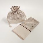 お弁当2点セット【Tulip check brown】ランチョンマット&お弁当袋　名入れオプション/サイズオーダー対応