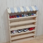 カフェの屋根　トミカ収納6段シェルフ　幅50cm　全面ストッパーあり　本体うっすら白