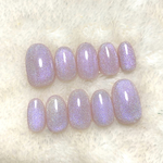 角度によって色味がかわる🧊うるうる🧊レインボーマグネット🌈ネイルチップ ベビーピンク