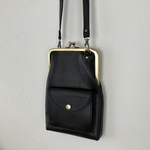 まみこ様専用＊ミニ財布付き♪レザーがま口スマホショルダー＊黒