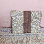 jewel porch 〜 2way インド刺繍リボンの蓋付きポーチ　ベージュチュール