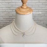 ウェディング♡舞台♡3連パール＆ビジューネックレス/シルバーJ386