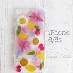⑥さつきとカラフル花弁の押し花iPhoneケース