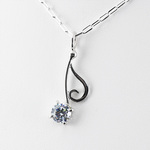 Silver925製 ジルコニア音符のネックレス 6.5mm 1カラット pn-89