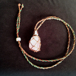 ローズクォーツの紐あみネックレスA