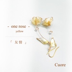 one rose -友情- ピアス/イヤリング ディップアート アメリカンフラワー イエロー 黄色 バラ 薔薇 お花 フラワー 誕生日 プレゼント 誕生花 ローズ 母の日 敬老の日 ギフト 結婚式