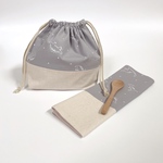 お弁当2点セット【natulal dinosaur gray】ランチョンマット&お弁当袋