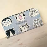 お洒落な猫🖤軽い長財布🖤ネコ♩グレー♪通帳ケース♩お財布♬