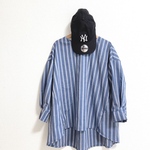 LADY’S★丈長め★ネイビーストライプのバックテールブラウス