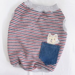 ♡秋冬新作犬服オーダー★デニムポケットフレブルタンクトップグレーボーダー♪中型犬小型犬フレブル服パグ服フレンチブルドッグ服中型犬小型犬ボストンテリア服