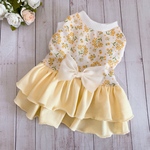 犬服🐶🐾ミモザ柄の2段フリルワンピース👗💞