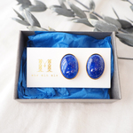 七宝焼 12月誕生石 Ovalピアス ~Lapis lazuli~