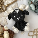 モノクロシリーズ　白黒デーモンの手編みあみぐるみ