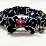 唐草模様のミニリボン首輪【ネコ用】＊＊静電気防止機能付き♪＜N-025_N_b＞