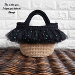 再販2 zpagetti × チュール 麻ひも  かごバッグ ズパゲッティ バッグ