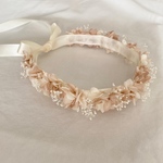 ノンワイヤー◎ベビーキッズ花冠♡ベージュピンク×ホワイト