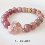 🆕ナチュラルピンク♡桜瑪瑙と双頭蓮花入り！ロードナイトブレスレット☆*:.｡. 