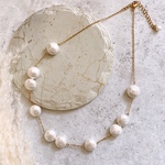 大粒パール サージカルステンレス ステーション ネックレス[ゴールド]    フォーマル