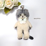【新作】 羊毛フェルト 猫 スコティッシュフォールドのキーホルダー