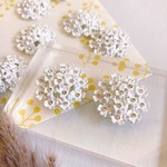 【4個】紫陽花　メタル　カボション フラワー　ボタン風　ビーズ刺繍風 アクセサリーパーツ　ハンドメイド　C007