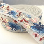 【50cm】【30mm幅】【R019-2】細め　インド刺繍リボン　大ぶり　花柄　フラワーモチーフ　レース地　くすみカラー　手芸　アクセサリーパーツ　ハンドメイド　DIY 