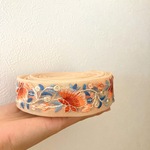 【50cm】【30mm幅】【R019-6】細め　インド刺繍リボン　大ぶり　花柄　フラワーモチーフ　レース地　くすみカラー　手芸　アクセサリーパーツ　ハンドメイド　DIY 