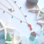 《all gold filled》coral × turquoise ❤︎ natural sea necklace