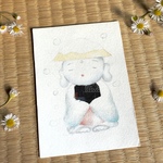 【手描き】前掛けをしたお地蔵さんのポストカード